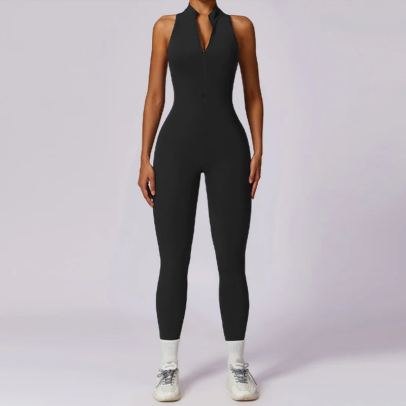 Ctenkevet Woman V Back Sport Outfit For Gym Workout Yoga Wear Women Fitness Activewear Female Gym Workout Zippers Overalls