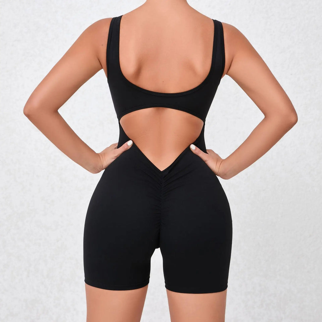 2024 New Women Sleeveless Yoga Short Jumpsuits Workout Backless Sport One Piece Bodysuits Seamless Fitness Sportwear Clothes