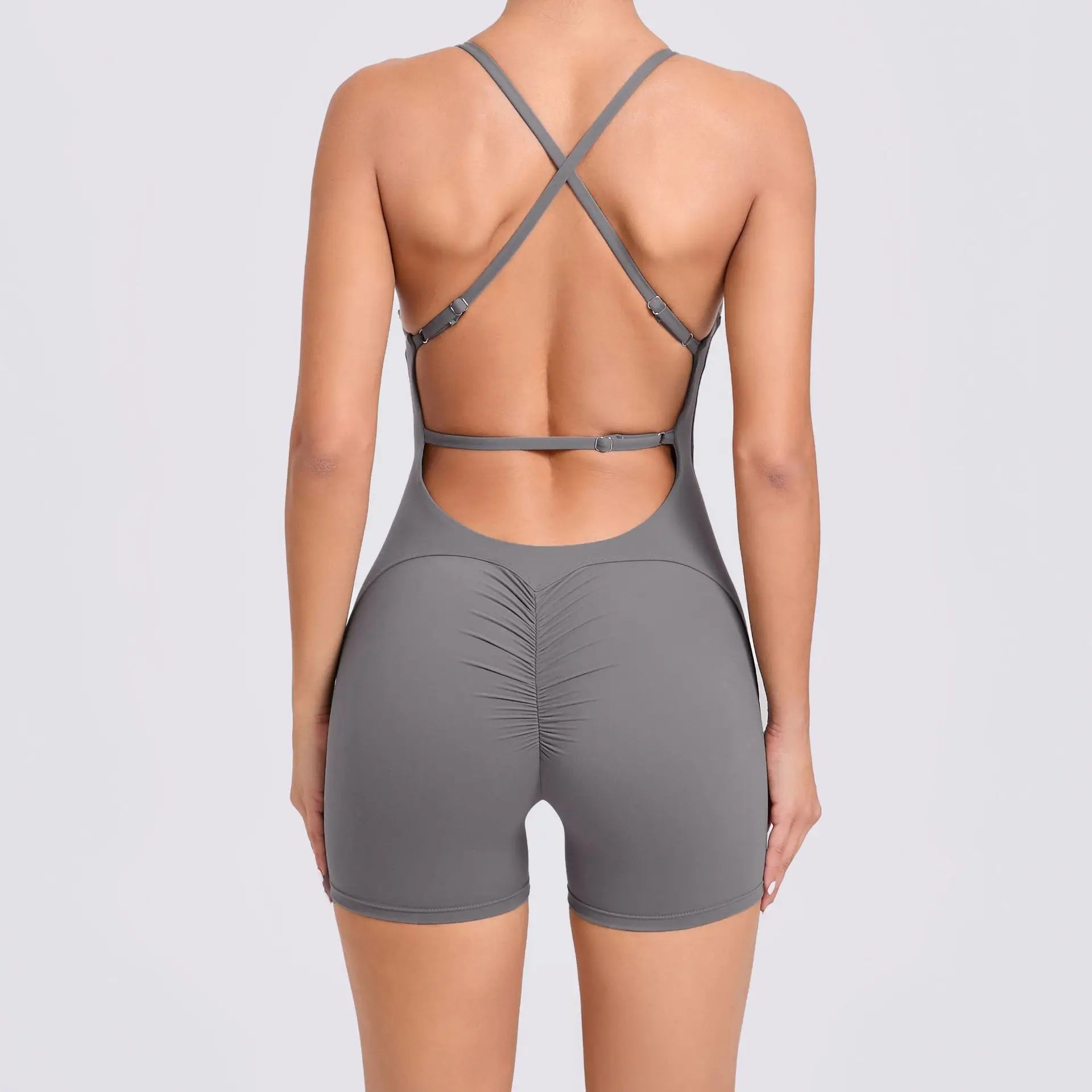 2024 New Women Sleeveless Yoga Short Jumpsuits Workout Backless Sport One Piece Bodysuits Seamless Fitness Sportwear Clothes