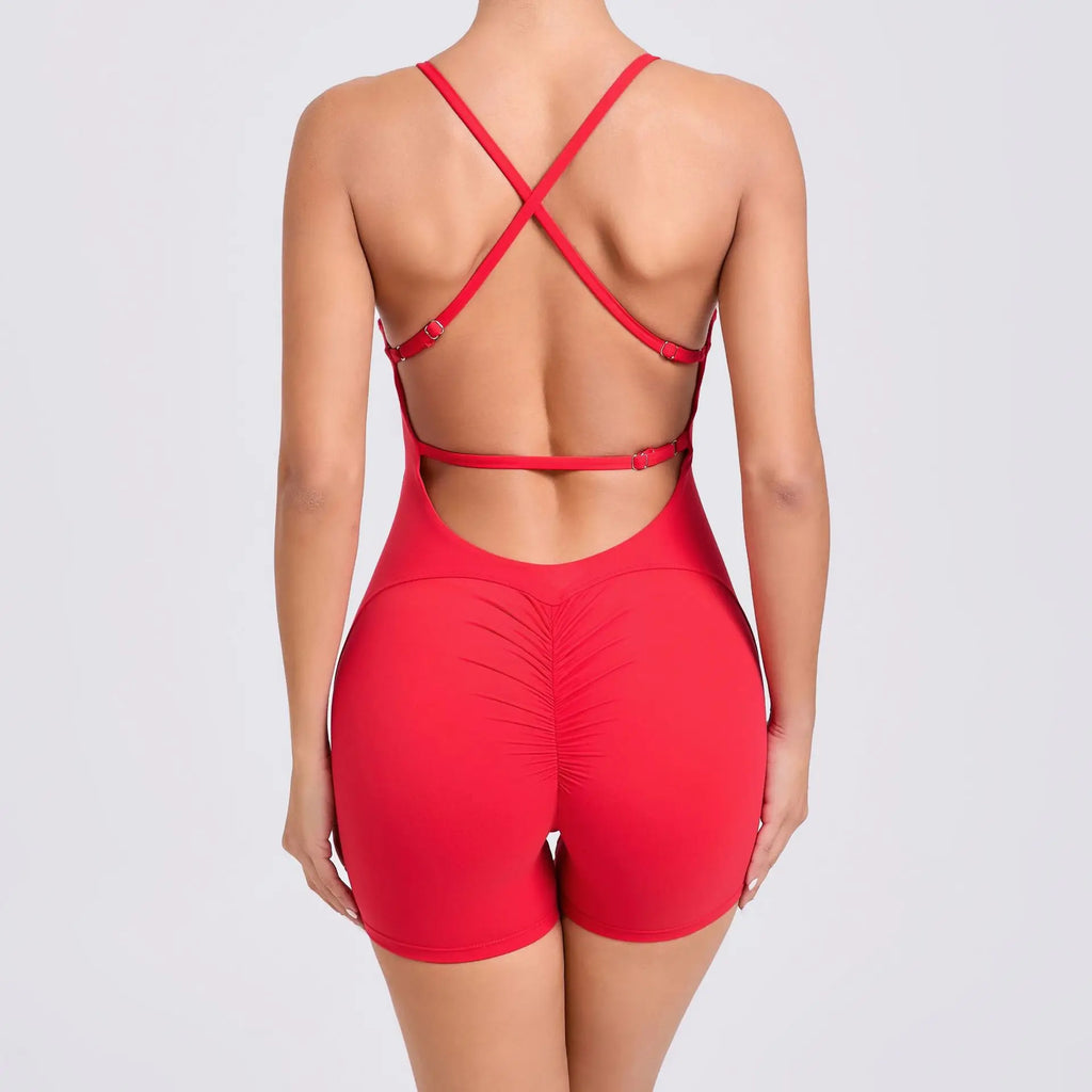 2024 New Women Sleeveless Yoga Short Jumpsuits Workout Backless Sport One Piece Bodysuits Seamless Fitness Sportwear Clothes