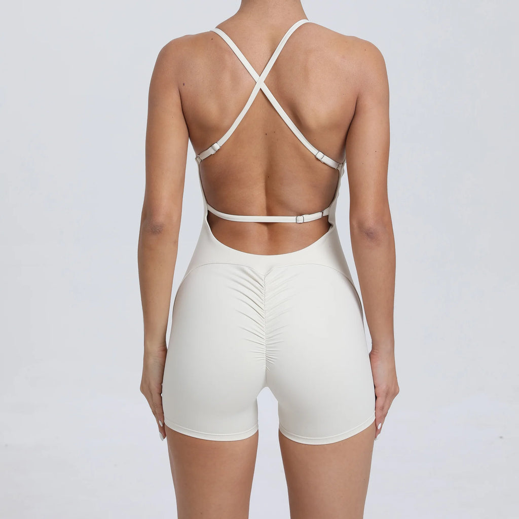 2024 New Women Sleeveless Yoga Short Jumpsuits Workout Backless Sport One Piece Bodysuits Seamless Fitness Sportwear Clothes