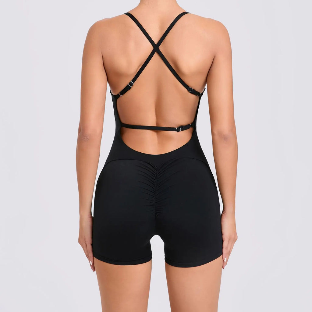 2024 New Women Sleeveless Yoga Short Jumpsuits Workout Backless Sport One Piece Bodysuits Seamless Fitness Sportwear Clothes