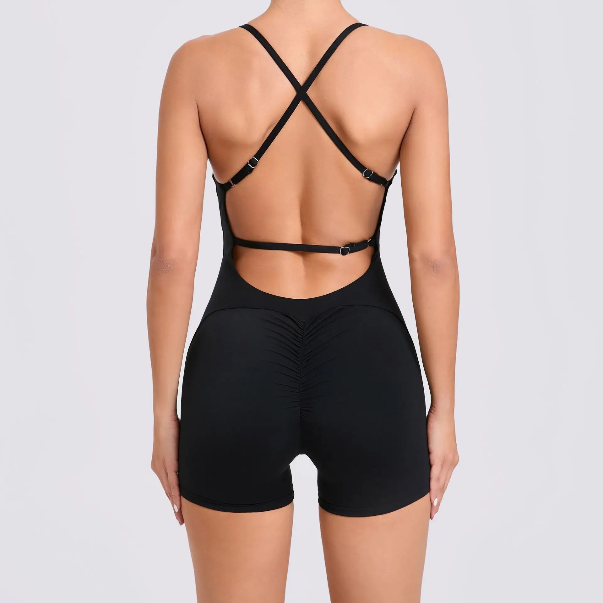 2024 New Women Sleeveless Yoga Short Jumpsuits Workout Backless Sport One Piece Bodysuits Seamless Fitness Sportwear Clothes