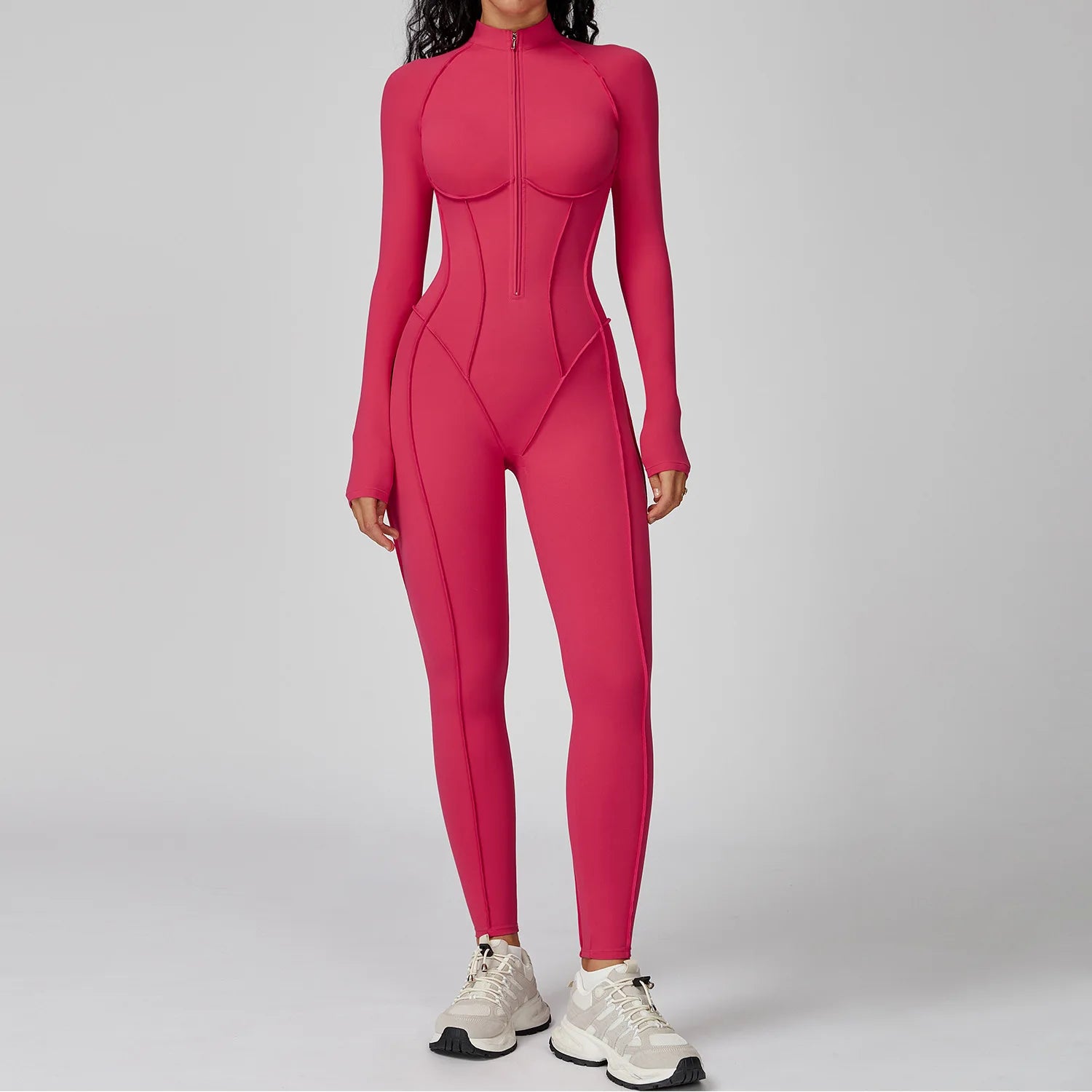 Women Fitness Yoga Zipper Jumpsuit High Elasticity Sport Bodysuit Female Outdoors Gym Tracksuits Workout Sports Sexy Jumpsuit