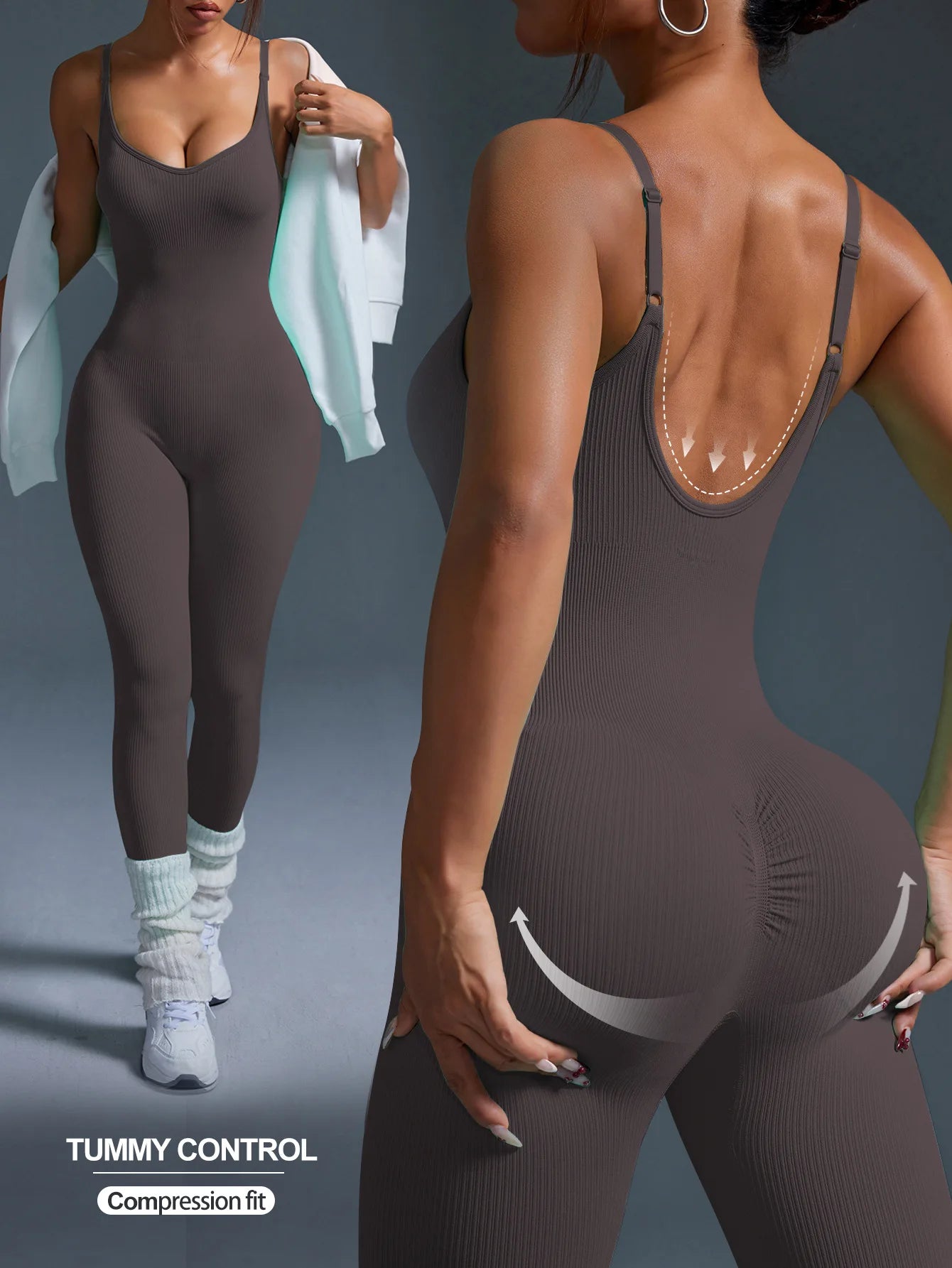 One-piece Seamless Sport Yoga Jumpsuit Sexy Back-u Bodycon Workout Clothes for Women Outfit Fitness Gym Set Sportwear Tracksuit