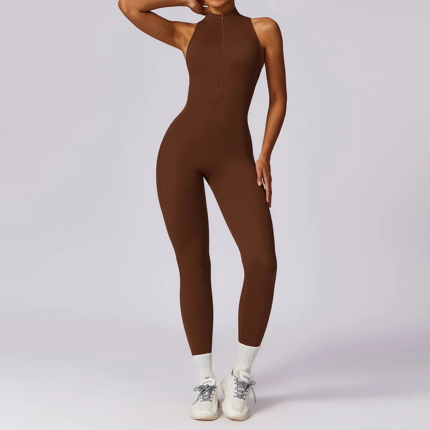 Ctenkevet Woman V Back Sport Outfit For Gym Workout Yoga Wear Women Fitness Activewear Female Gym Workout Zippers Overalls