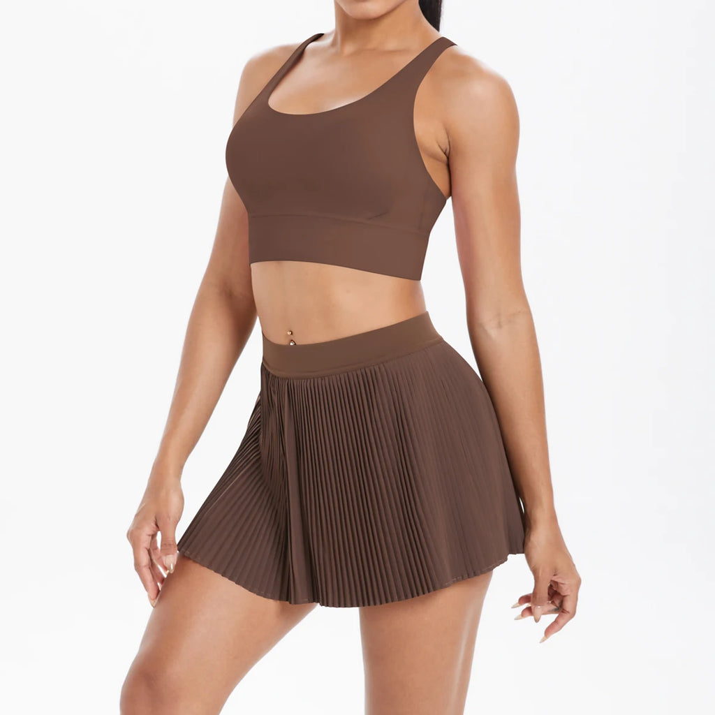 2PCS Yoga Set Gym Set Women Tracksuit Bra Sports Short Skirt Workout Sportswear Running Clothing Gym Wear Athletic Sport Suit