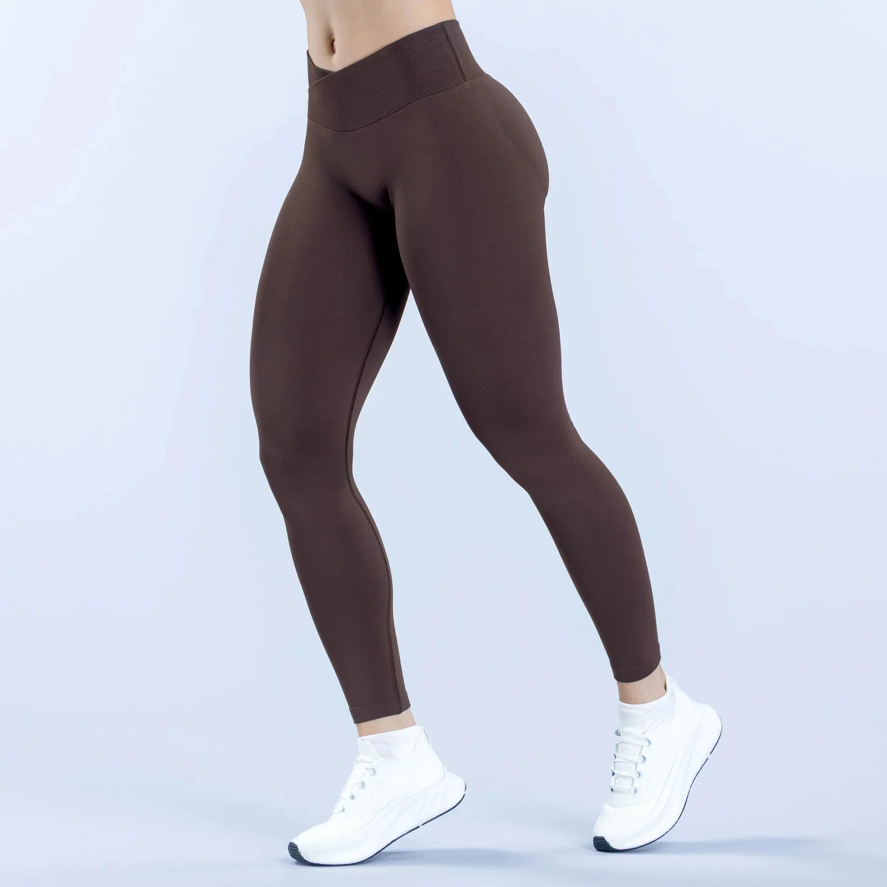 D L0G0 Women's V Cross Waist Yoga Leggings, High Waist Tummy Control, D F Seamless Butt Lifting Gym Pants