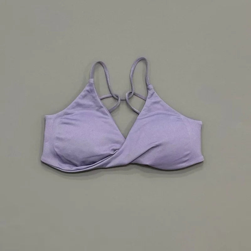 HISTELLO Vision Sport Bra Women Cross Back Thin Strap Seamless Removable Pads Quick Dry Soft Yoga Gym Fitness Bralette