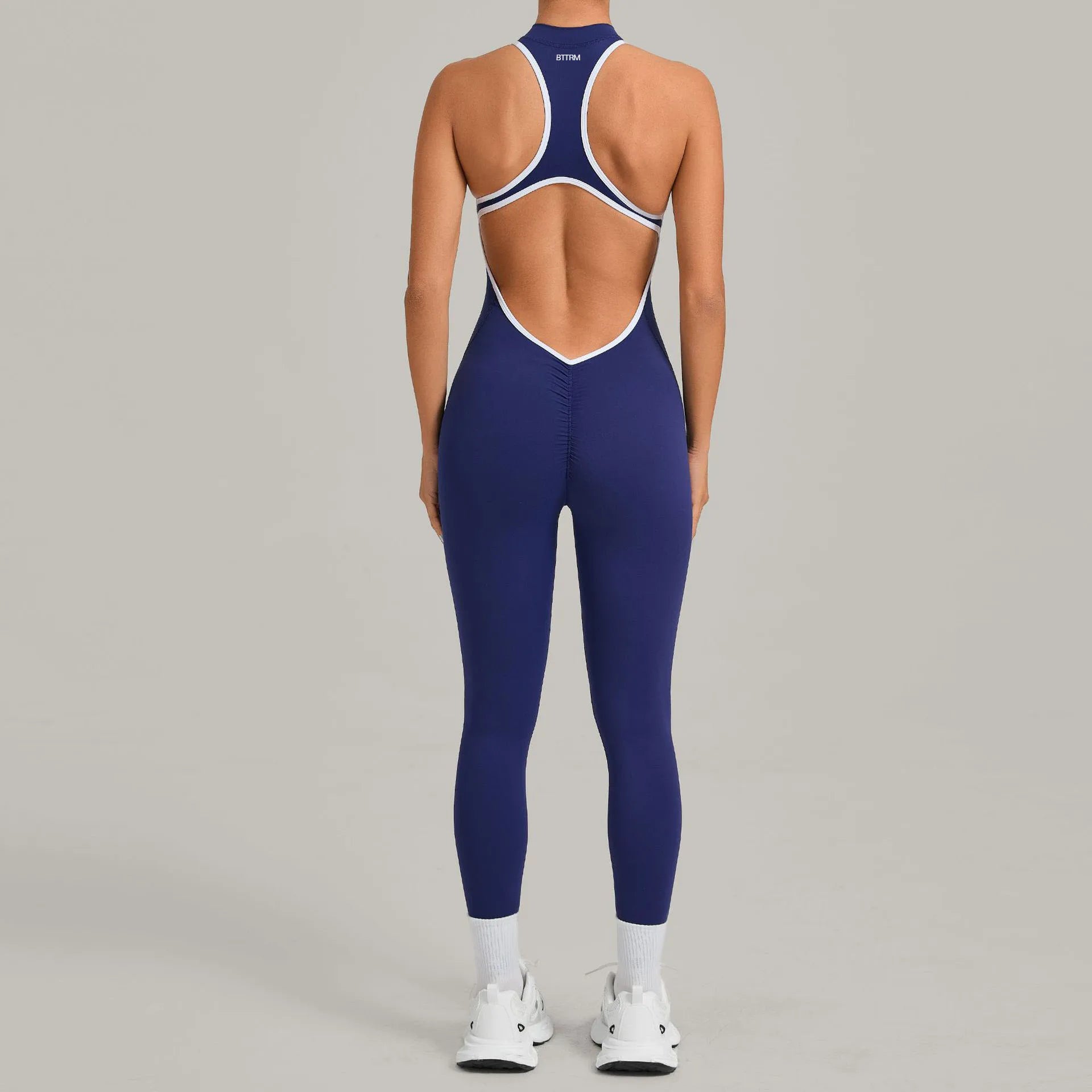 BetterMe Hollow Backless Scrunch Sporty Jumpsuit Raises Butt Woman Gym Set One Piece Sport Sleeveless Zip Yoga Fitness Overalls