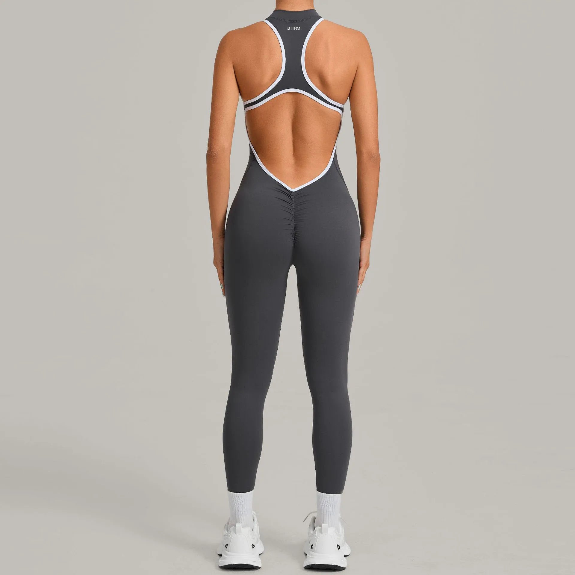 BetterMe Hollow Backless Scrunch Sporty Jumpsuit Raises Butt Woman Gym Set One Piece Sport Sleeveless Zip Yoga Fitness Overalls