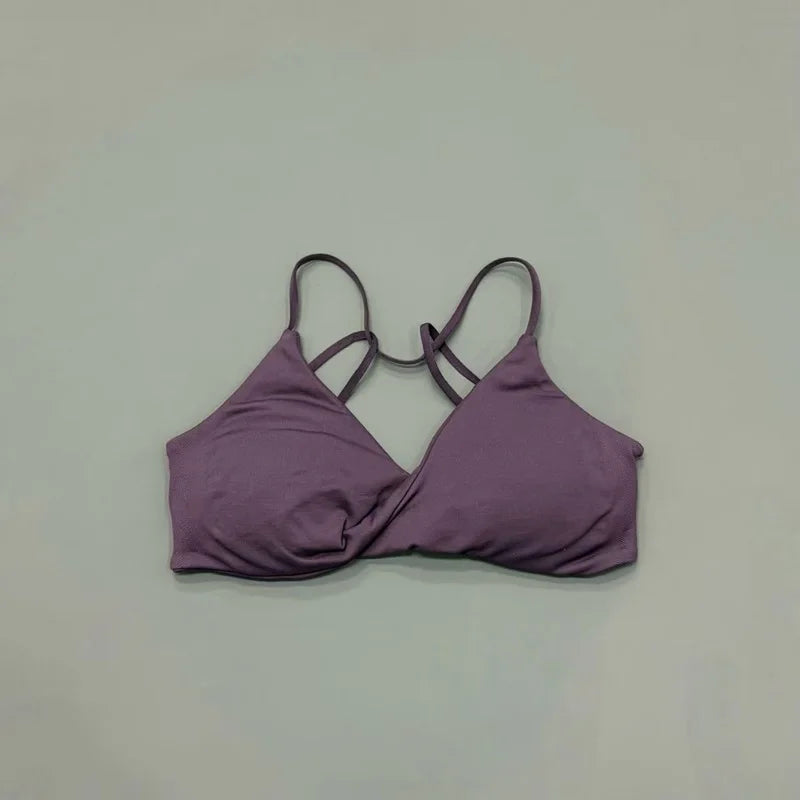 HISTELLO Vision Sport Bra Women Cross Back Thin Strap Seamless Removable Pads Quick Dry Soft Yoga Gym Fitness Bralette