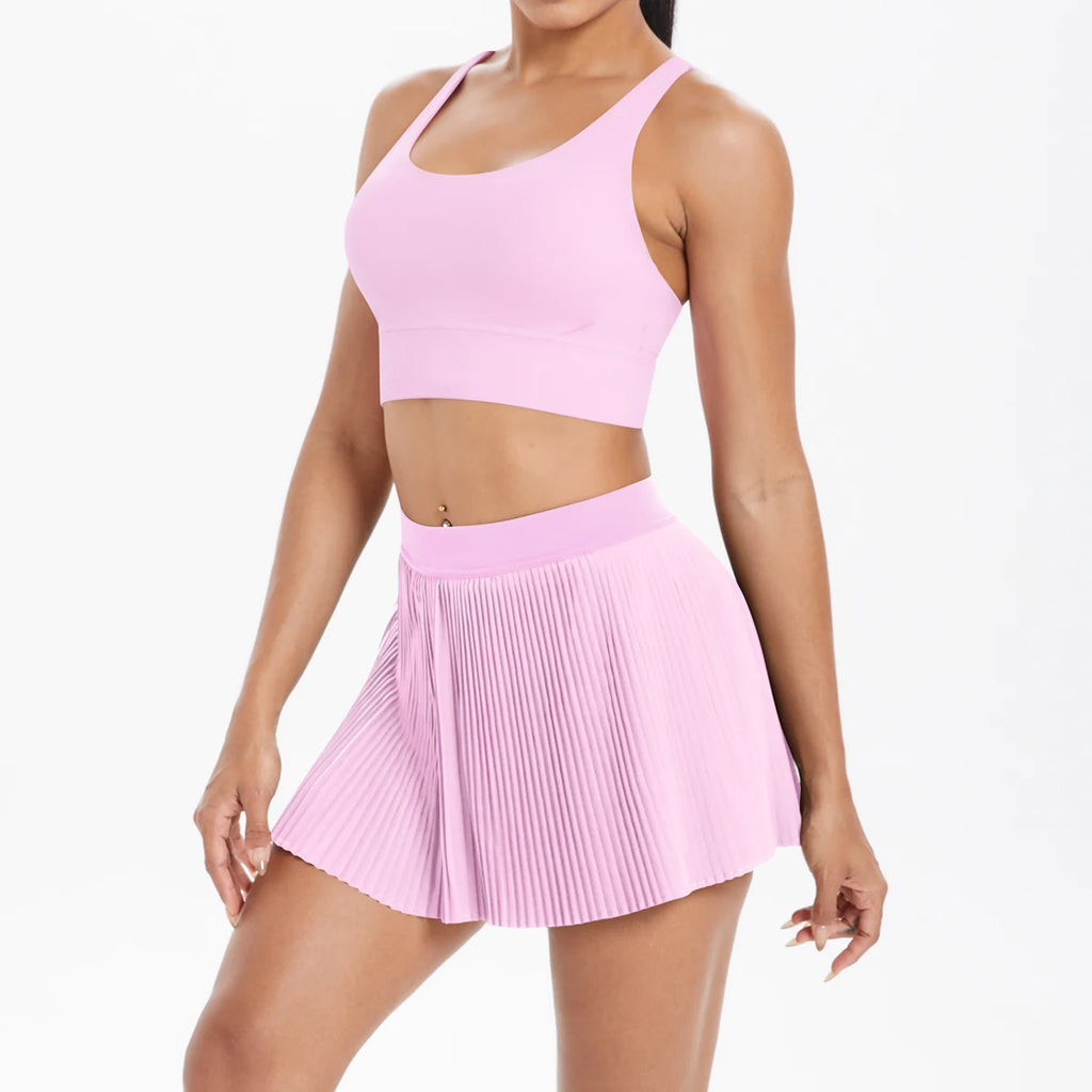 2PCS Yoga Set Gym Set Women Tracksuit Bra Sports Short Skirt Workout Sportswear Running Clothing Gym Wear Athletic Sport Suit