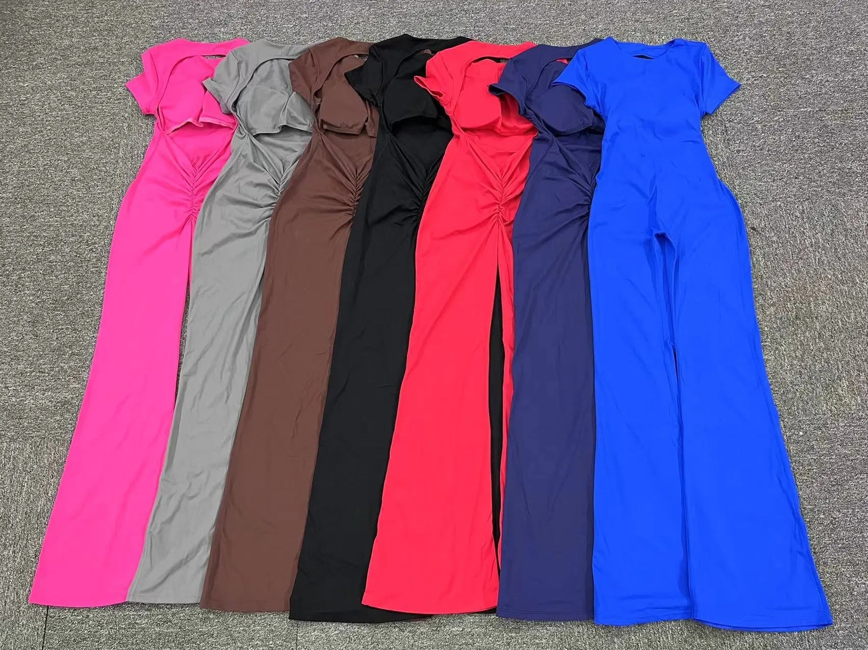 Sexy Backless Scrunch Flared Jumpsuits Women One Piece Sportswear Yoga Clothes Short Sleeve Fitness Overalls Female Sport Outfit