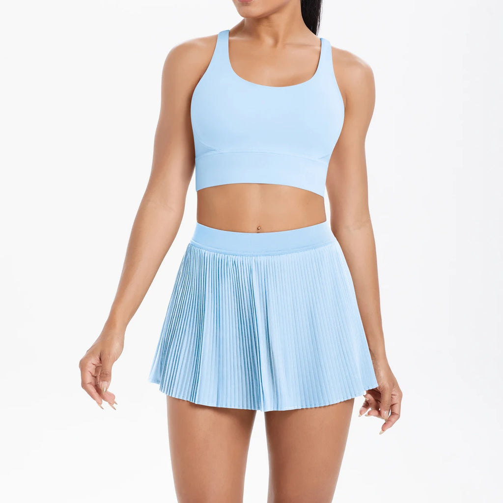 2PCS Yoga Set Gym Set Women Tracksuit Bra Sports Short Skirt Workout Sportswear Running Clothing Gym Wear Athletic Sport Suit