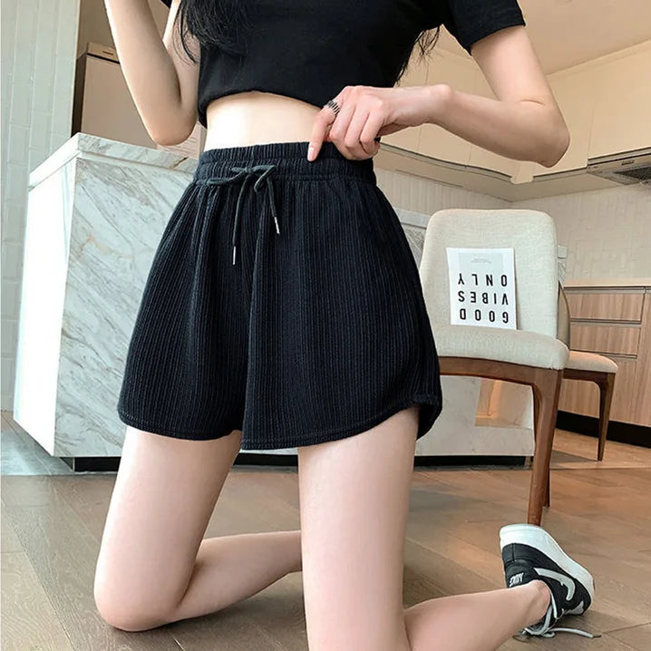Women Striped Casual Shorts Korean Harajuku Loose All Match Sports Shorts Summer Fashion Simple Yoga Thin Mini Shorts Female