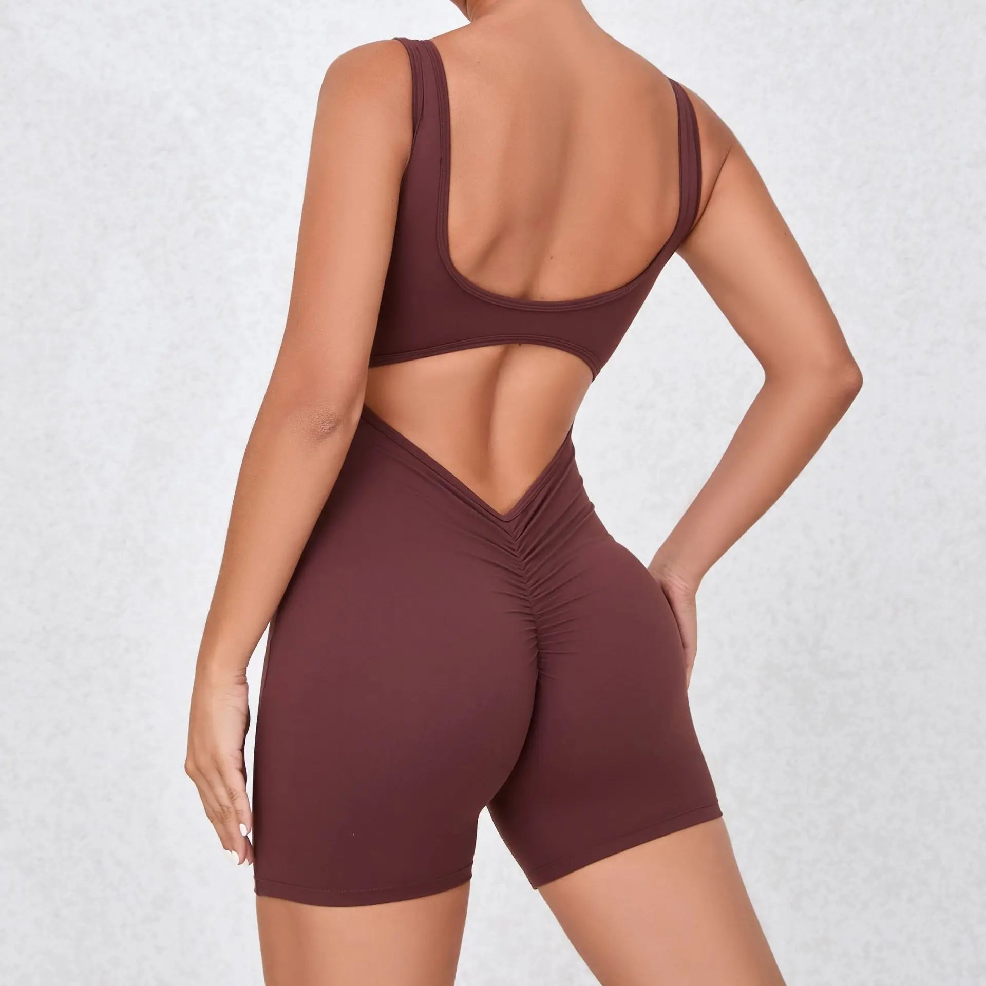 2024 New Women Sleeveless Yoga Short Jumpsuits Workout Backless Sport One Piece Bodysuits Seamless Fitness Sportwear Clothes