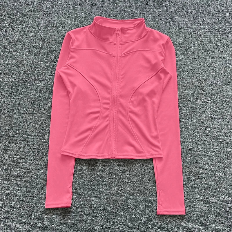 Women's Sport Jacket Long Sleeve Shirt Workout Coat Gym Training Clothing Yoga Sportswear