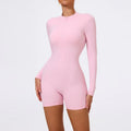 Ctenkevet Summer Half-Zipper Women Gym Jumpsuit Female Outdoors Breathable V Back Activewear Buttock Lift Sport Outfit For Woman