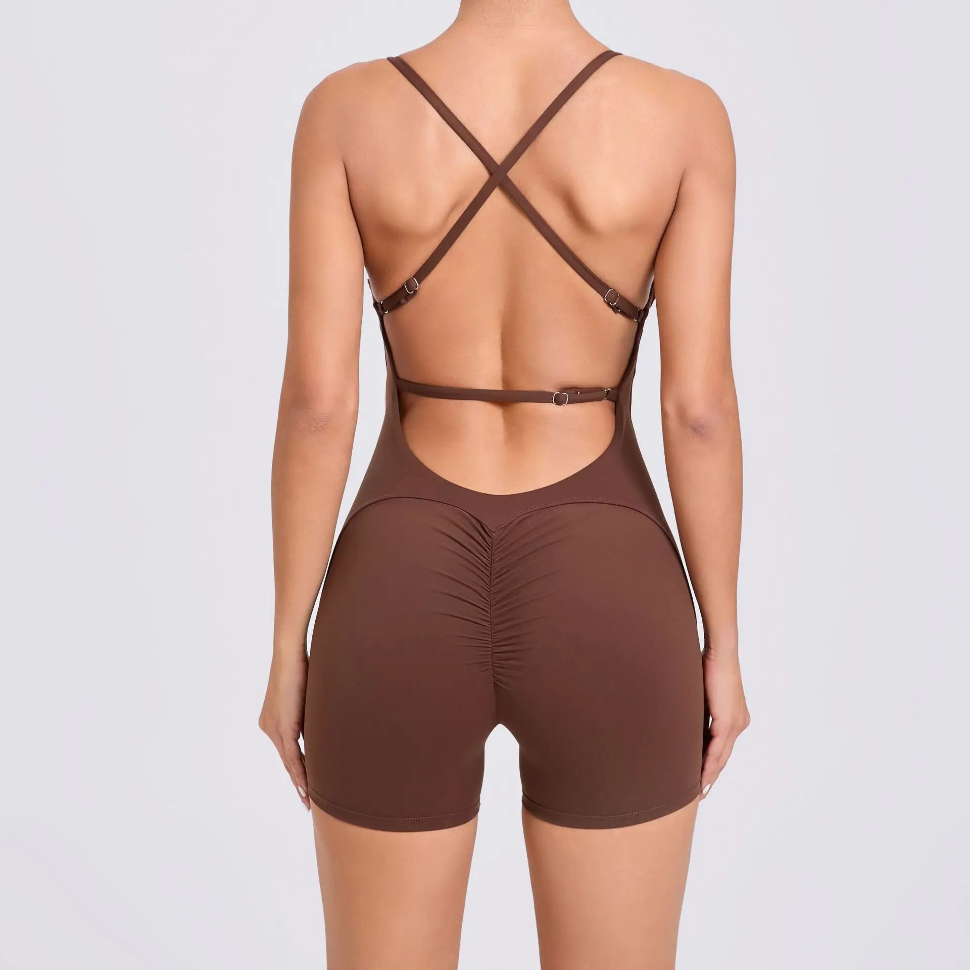 2024 New Women Sleeveless Yoga Short Jumpsuits Workout Backless Sport One Piece Bodysuits Seamless Fitness Sportwear Clothes