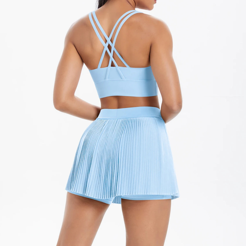 2PCS Yoga Set Gym Set Women Tracksuit Bra Sports Short Skirt Workout Sportswear Running Clothing Gym Wear Athletic Sport Suit