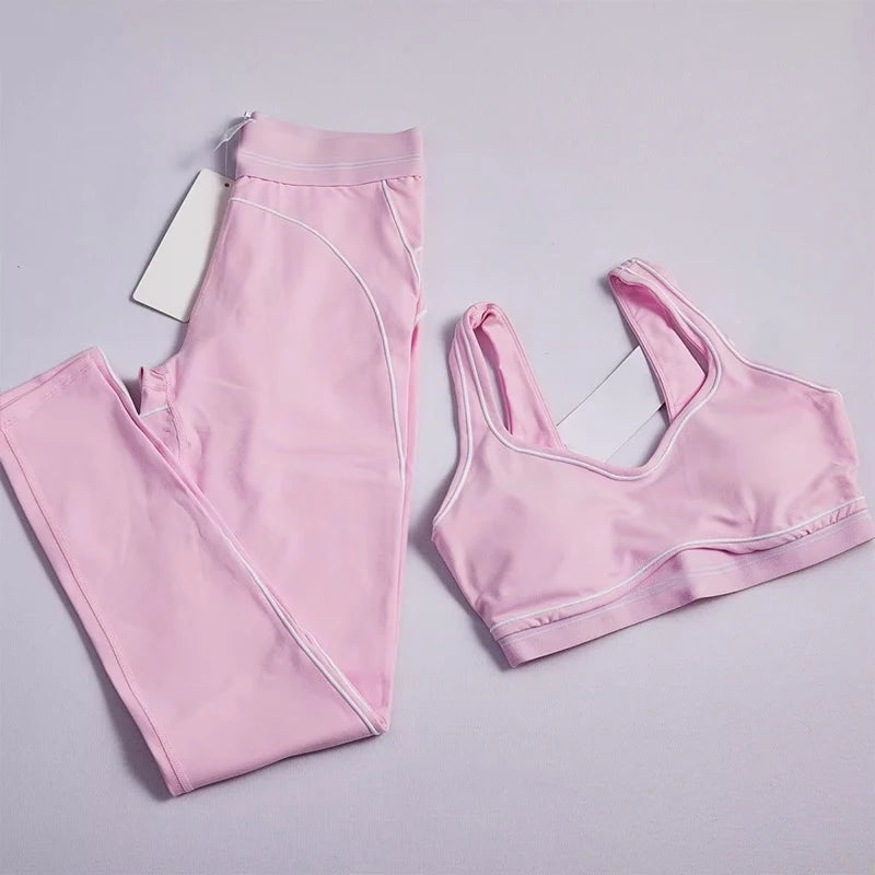 Women 2 Pieces Sports Set Seamless Tank Top High Waist Scrunch Seamless Shorts Sport Suit Workout Yoga Exercise Athletic Outfit