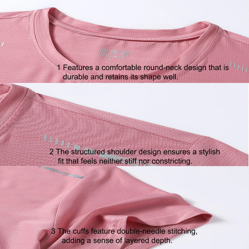 Women Quick-Drying Ice Silk Cool Reflective High Elastic  Breathable Sports T-Shirt Tees Fitness Gym Workout Shirt