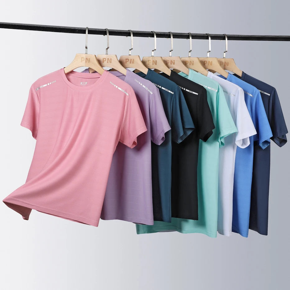Women Quick-Drying Ice Silk Cool Reflective High Elastic  Breathable Sports T-Shirt Tees Fitness Gym Workout Shirt