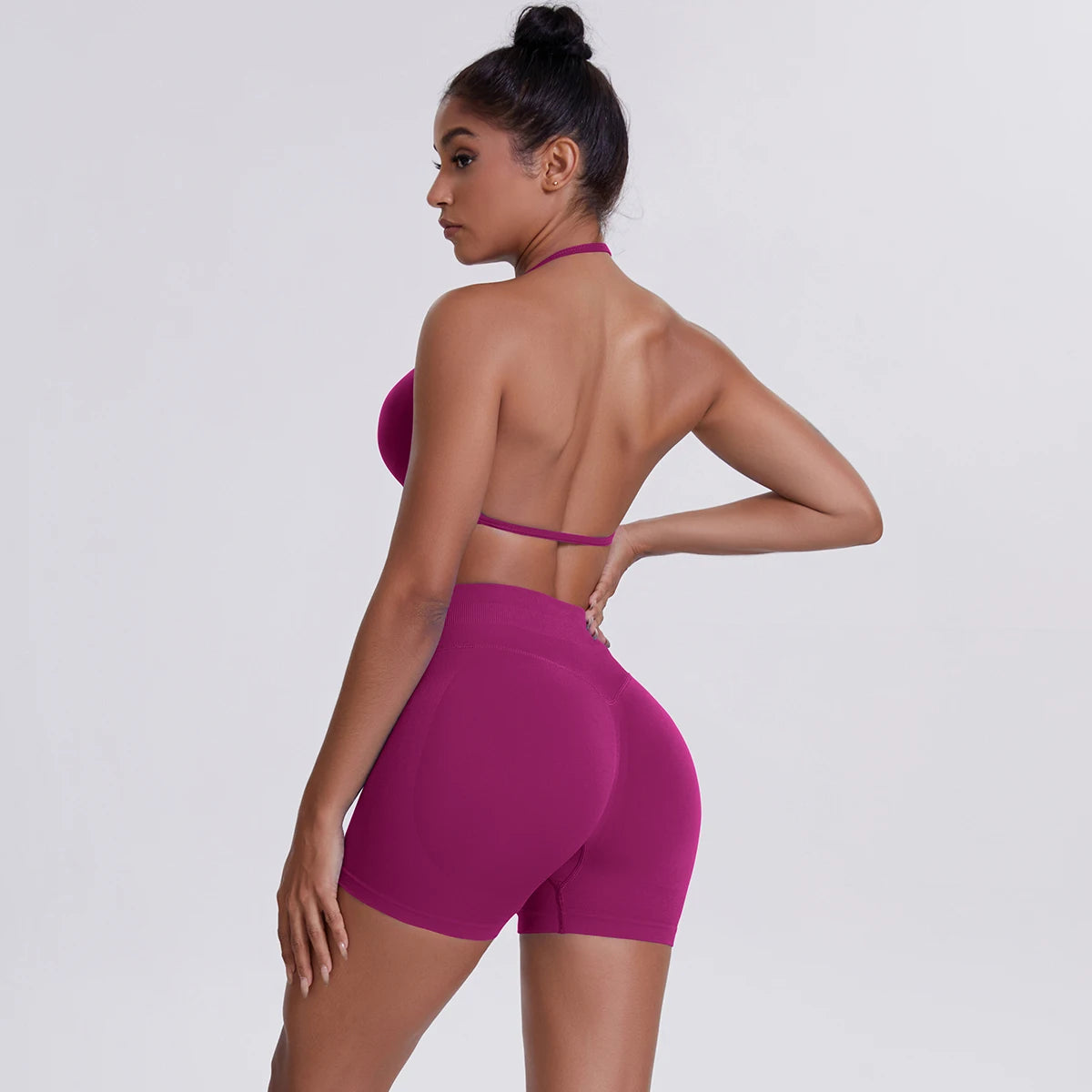 Solid Color Soft Gym Yoga Set Short Legging Strap Back Sport Bra Tracksuit Women Gym Suit Comprehensive Training Jog Athletic
