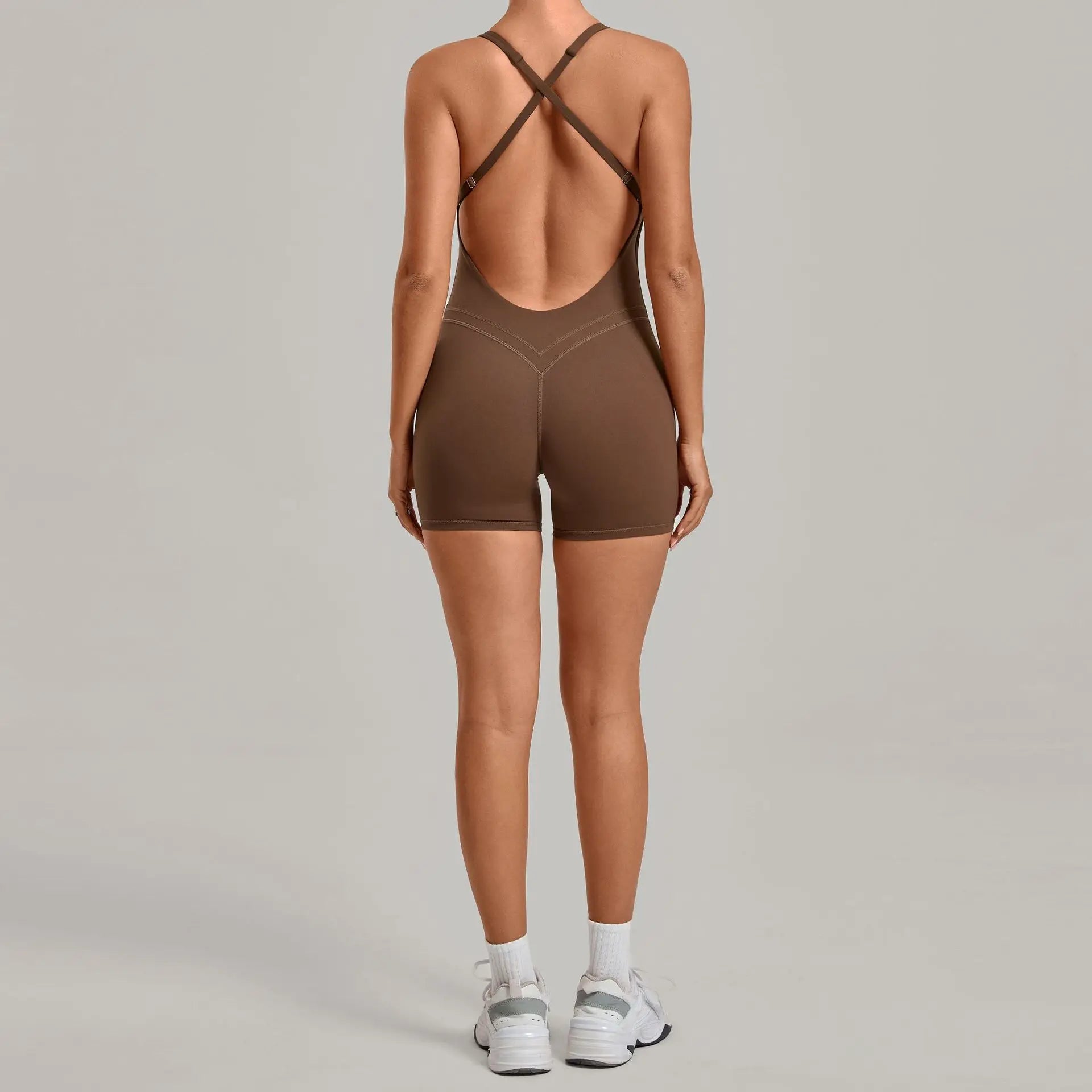 Backless Gym Bodysuits Set Short Jumpsuit Playsuit Women One Piece Sport Outfit Yoga Romper Sexy Fitness Overalls Raises Butt