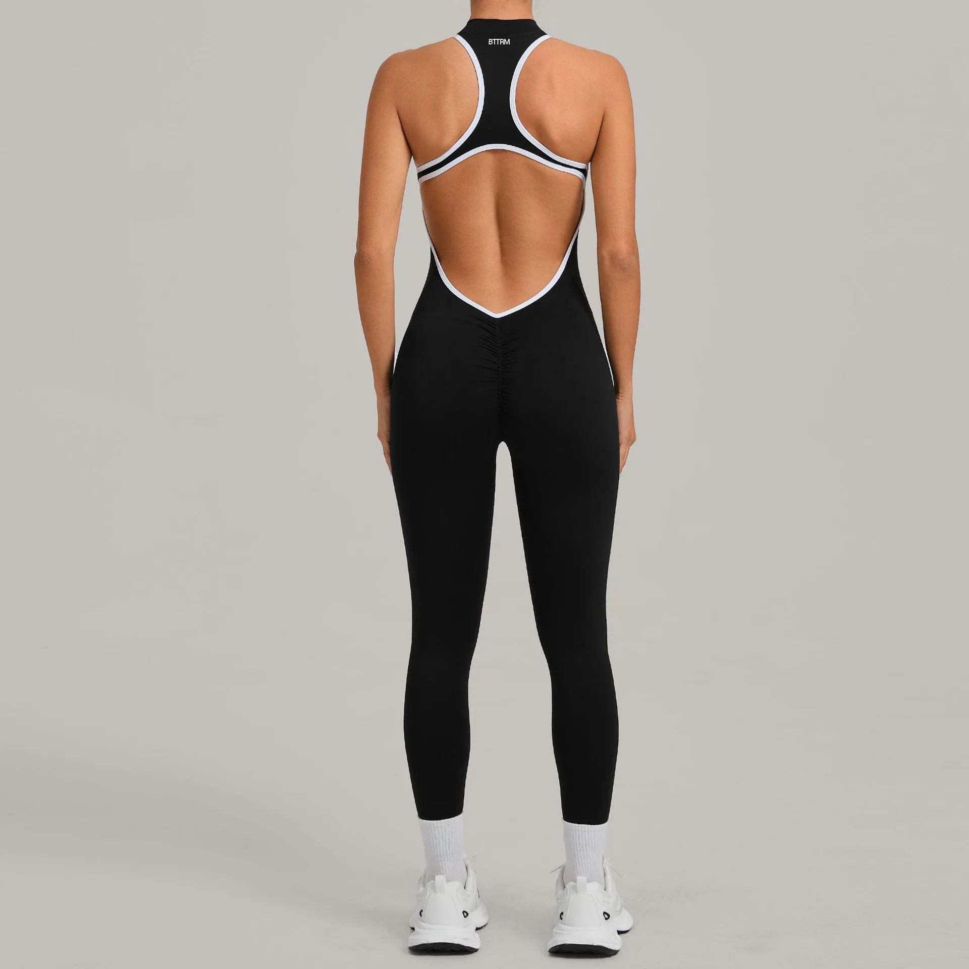 BetterMe Hollow Backless Scrunch Sporty Jumpsuit Raises Butt Woman Gym Set One Piece Sport Sleeveless Zip Yoga Fitness Overalls
