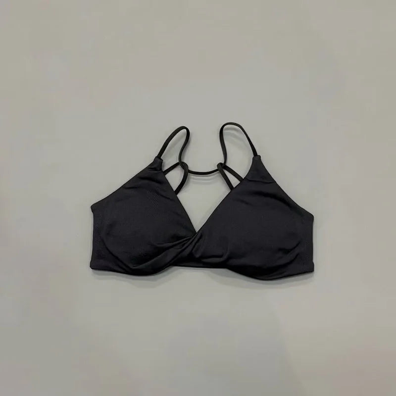 HISTELLO Vision Sport Bra Women Cross Back Thin Strap Seamless Removable Pads Quick Dry Soft Yoga Gym Fitness Bralette