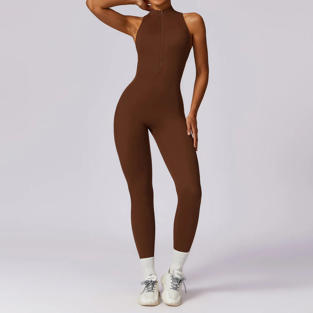 Ctenkevet Woman V Back Sport Outfit For Gym Workout Yoga Wear Women Fitness Activewear Female Gym Workout Zippers Overalls