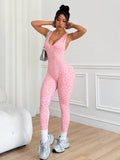 Women Sports Jumpsuits Leopard Deep V Bandage One Piece Yoga Pants Scrunch Workout Fitness Gym Training Athletic Tights Suits