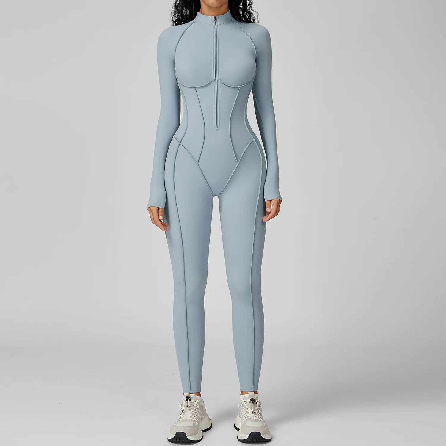 Women Fitness Yoga Zipper Jumpsuit High Elasticity Sport Bodysuit Female Outdoors Gym Tracksuits Workout Sports Sexy Jumpsuit