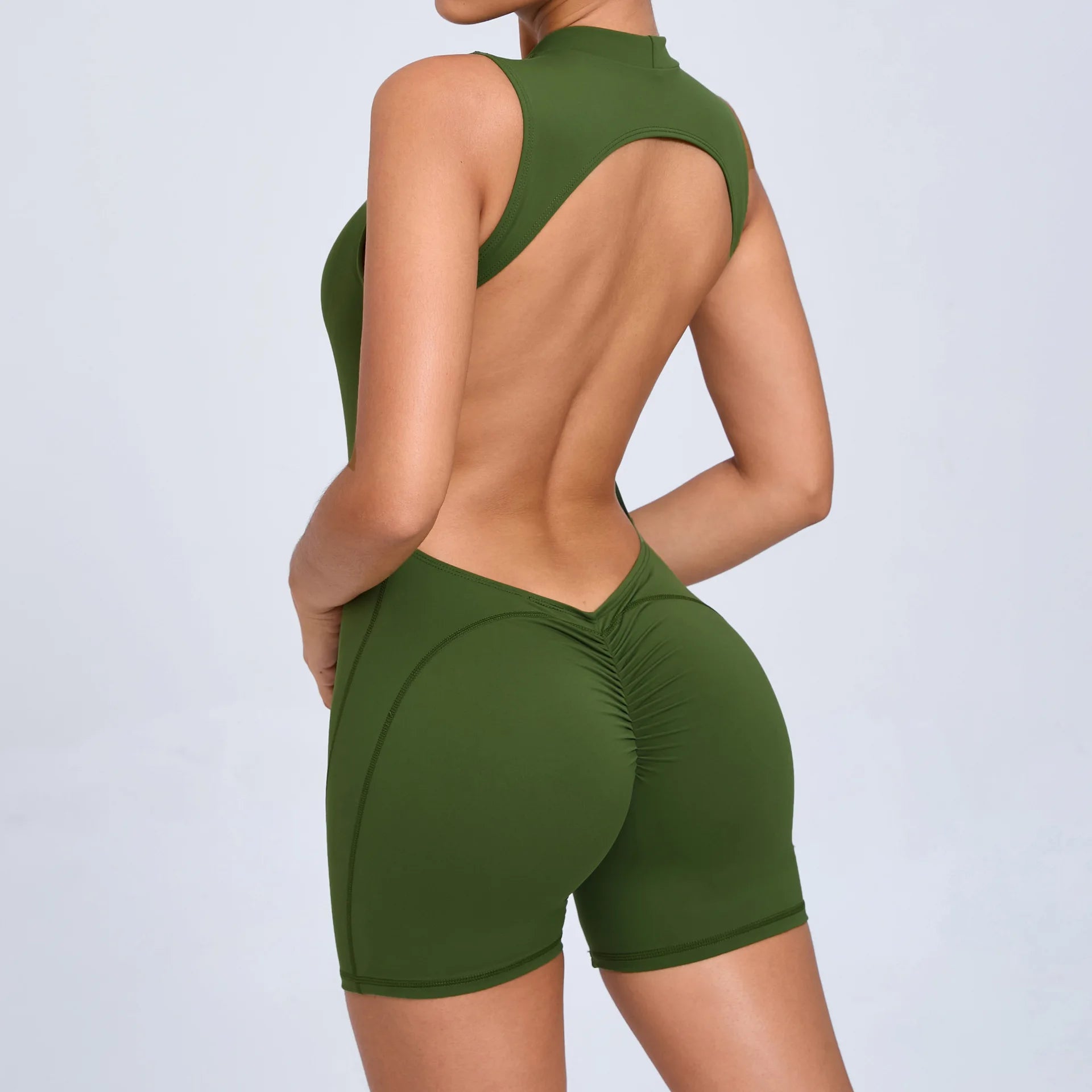 2024 New Women Sleeveless Yoga Short Jumpsuits Workout Backless Sport One Piece Bodysuits Seamless Fitness Sportwear Clothes