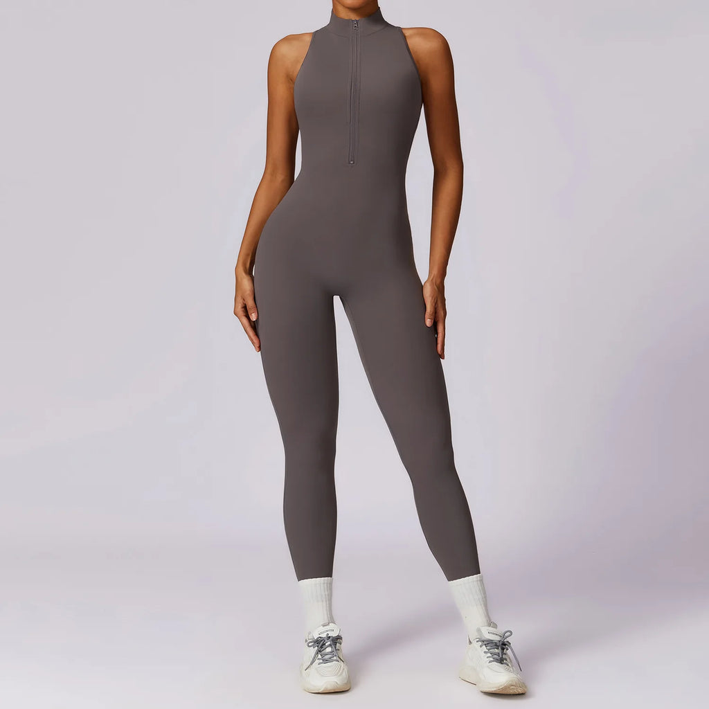 Ctenkevet Woman V Back Sport Outfit For Gym Workout Yoga Wear Women Fitness Activewear Female Gym Workout Zippers Overalls