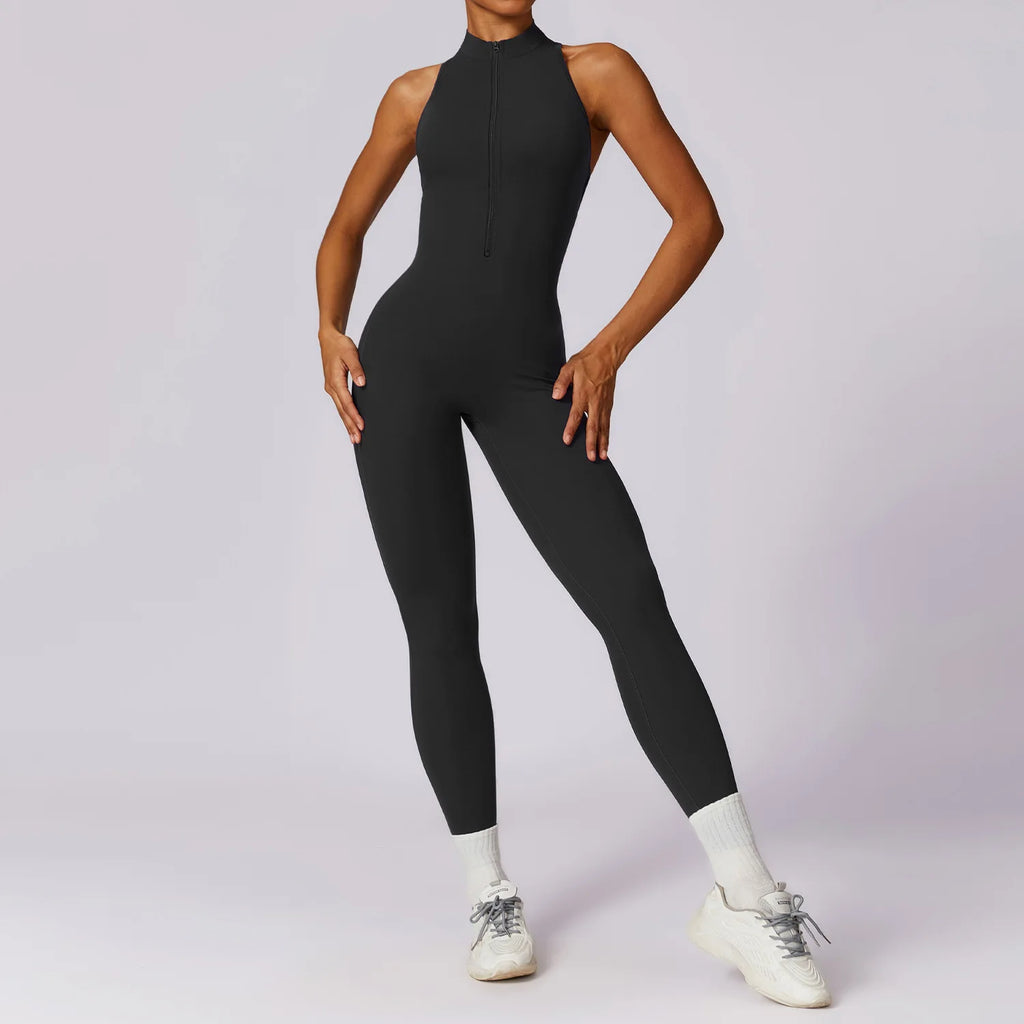 Ctenkevet Woman V Back Sport Outfit For Gym Workout Yoga Wear Women Fitness Activewear Female Gym Workout Zippers Overalls