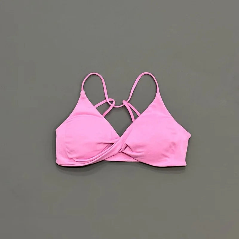 HISTELLO Vision Sport Bra Women Cross Back Thin Strap Seamless Removable Pads Quick Dry Soft Yoga Gym Fitness Bralette