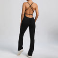 Women Workout Jumpsuit One Piece Fitness Training Yoga Suit Butt Backless Gym Bodysuit Stretch Women Sport Flare Playsuit