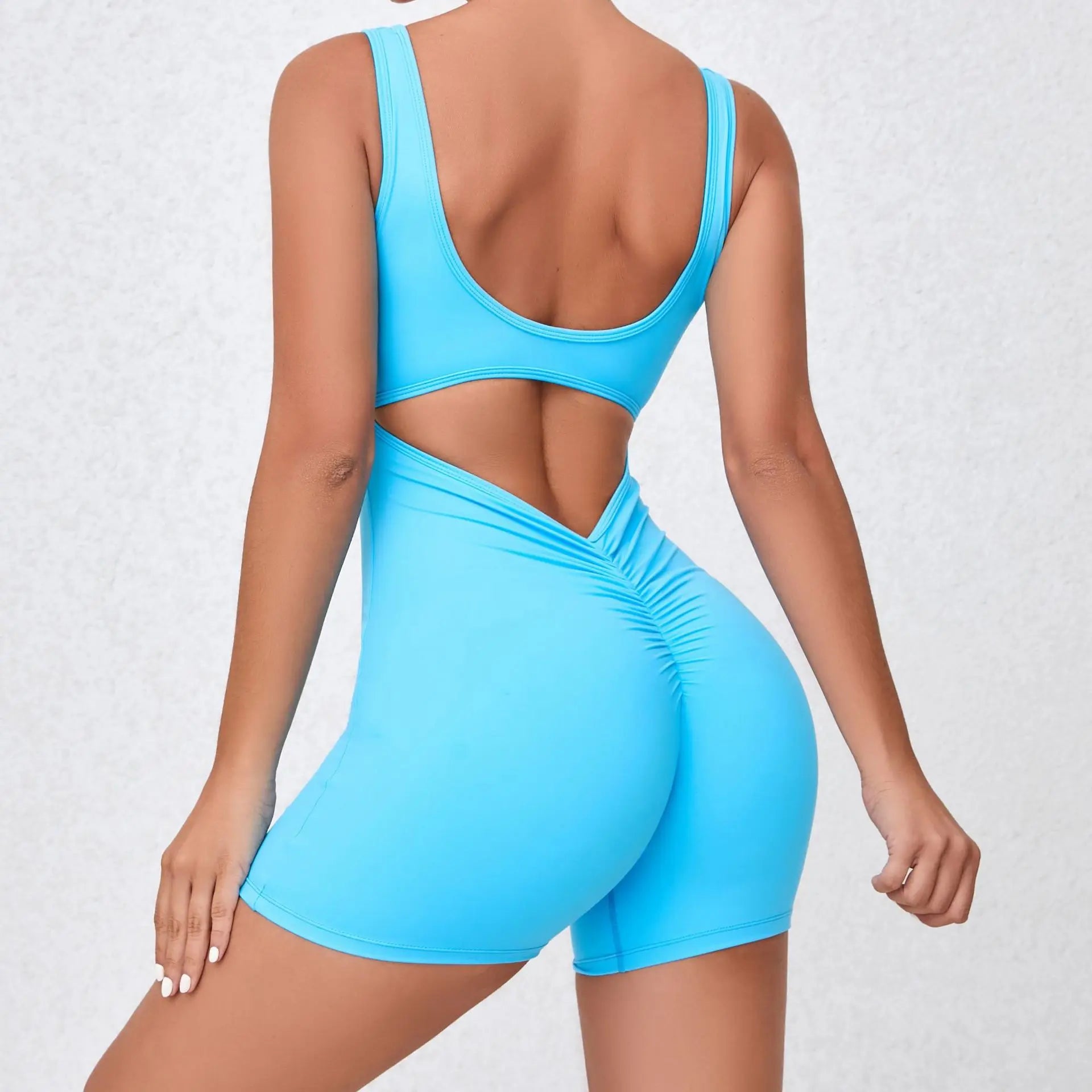 2024 New Women Sleeveless Yoga Short Jumpsuits Workout Backless Sport One Piece Bodysuits Seamless Fitness Sportwear Clothes