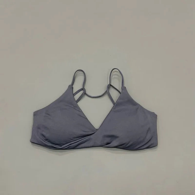 HISTELLO Vision Sport Bra Women Cross Back Thin Strap Seamless Removable Pads Quick Dry Soft Yoga Gym Fitness Bralette