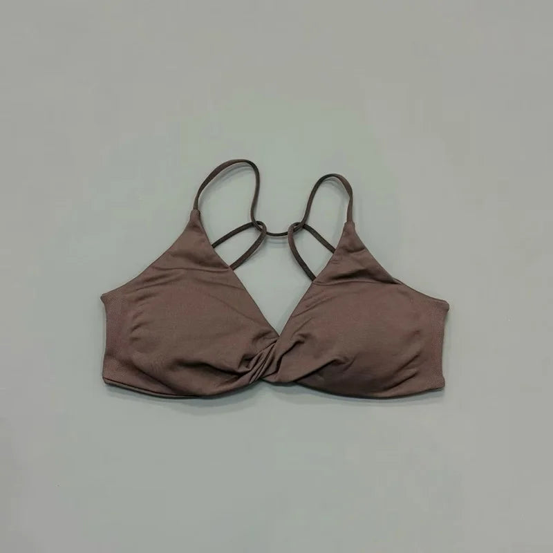 HISTELLO Vision Sport Bra Women Cross Back Thin Strap Seamless Removable Pads Quick Dry Soft Yoga Gym Fitness Bralette