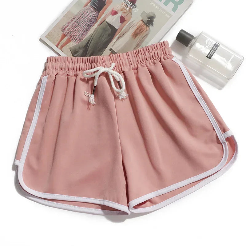 Women Striped Casual Shorts Korean Harajuku Loose All Match Sports Shorts Summer Fashion Simple Yoga Thin Mini Shorts Female