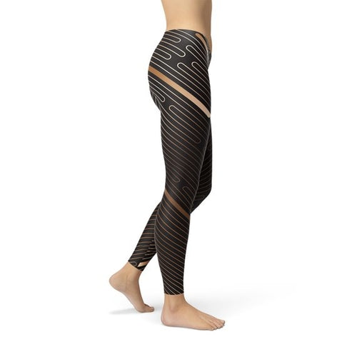 Legging Sport Femme Rayures — Gainant & Taille Haute